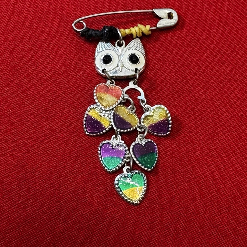 Colorful Owl Safety Pin Brooch
